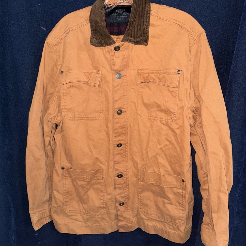 MBX Men's Tan Jacket with Brown Collar